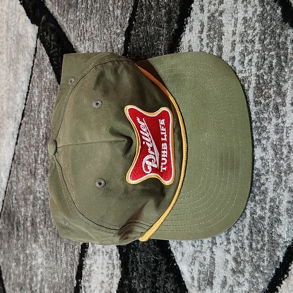 DRILLER TUHB LIFE HUMOROUS ADJUSTABLE ROPE HUNTER GREEN FLAT BILL CAP HAT - Picture 9 of 11